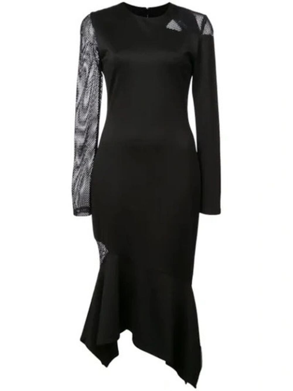 Alice + Olivia Black Mesh Bodycon Flared Kaine Midi Dress Sporty Streetwear 6